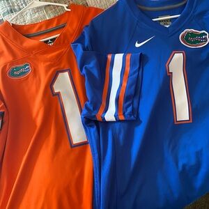 Nike Orange and Blue Sports Jerseys
